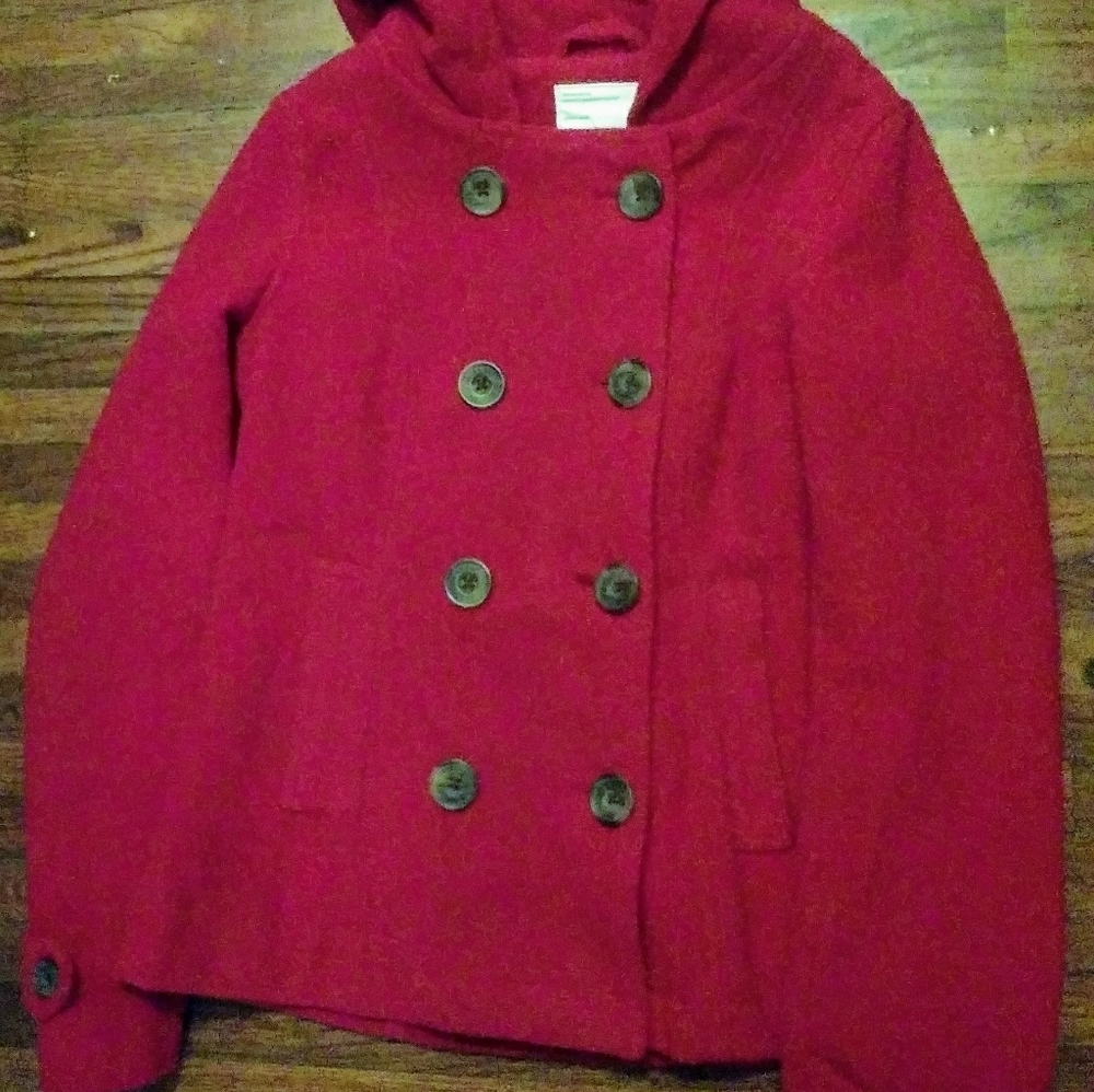 Aeropostale Ladies Wool Pea Coat Red Medium